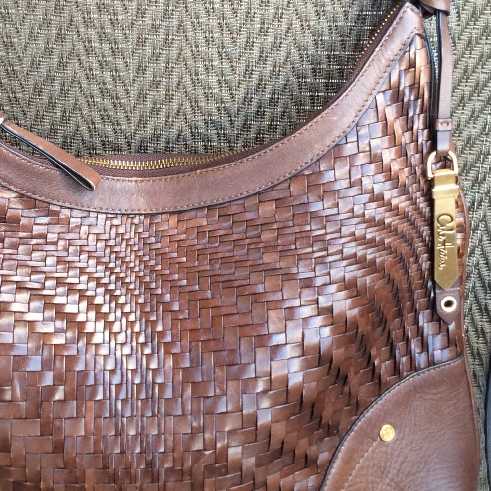 ❌SOLD❌ Cole Haan Brown Genevieve Woven Leather Hobo Bag - Picture 3 of 10